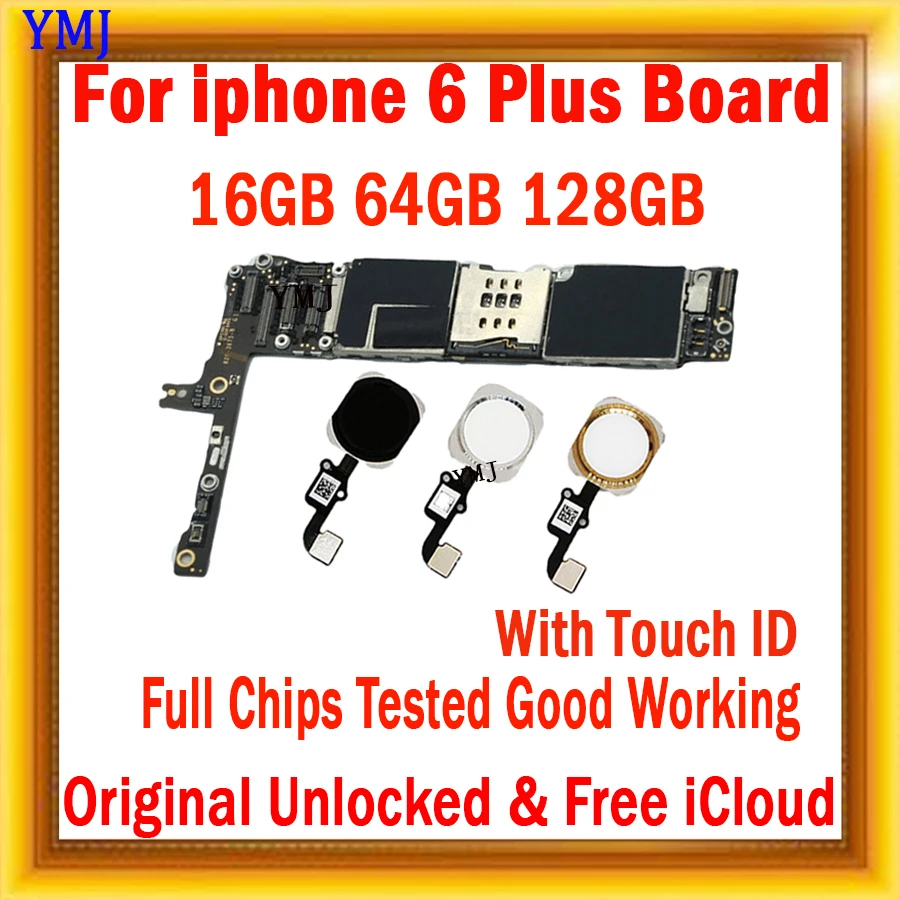 

С системой IOS для iphone 6 plus материнская плата 16 Гб 64 Гб 128 Гб без/с Touch ID оригинальная логическая плата 5,5 дюйма разблокированная материнская плата