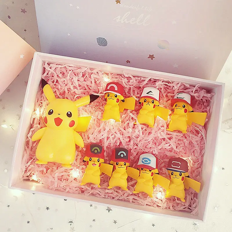 

Figure Pokemonpikachu Doll Decoration Birthday Gift Girl Full Set Model Toy Mini Cute Kawaii Pvc Material Gift Box