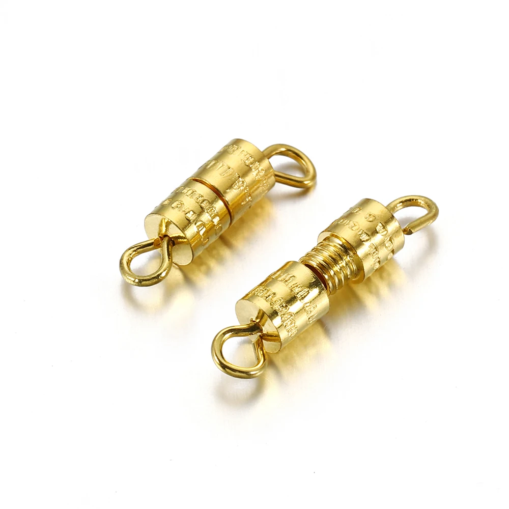 50pcs Cylinder Fasteners Buckles Closed Beading End Clasp Screw Clasps Hook For DIY Bracelet Necklace Connectors Jewelry Making