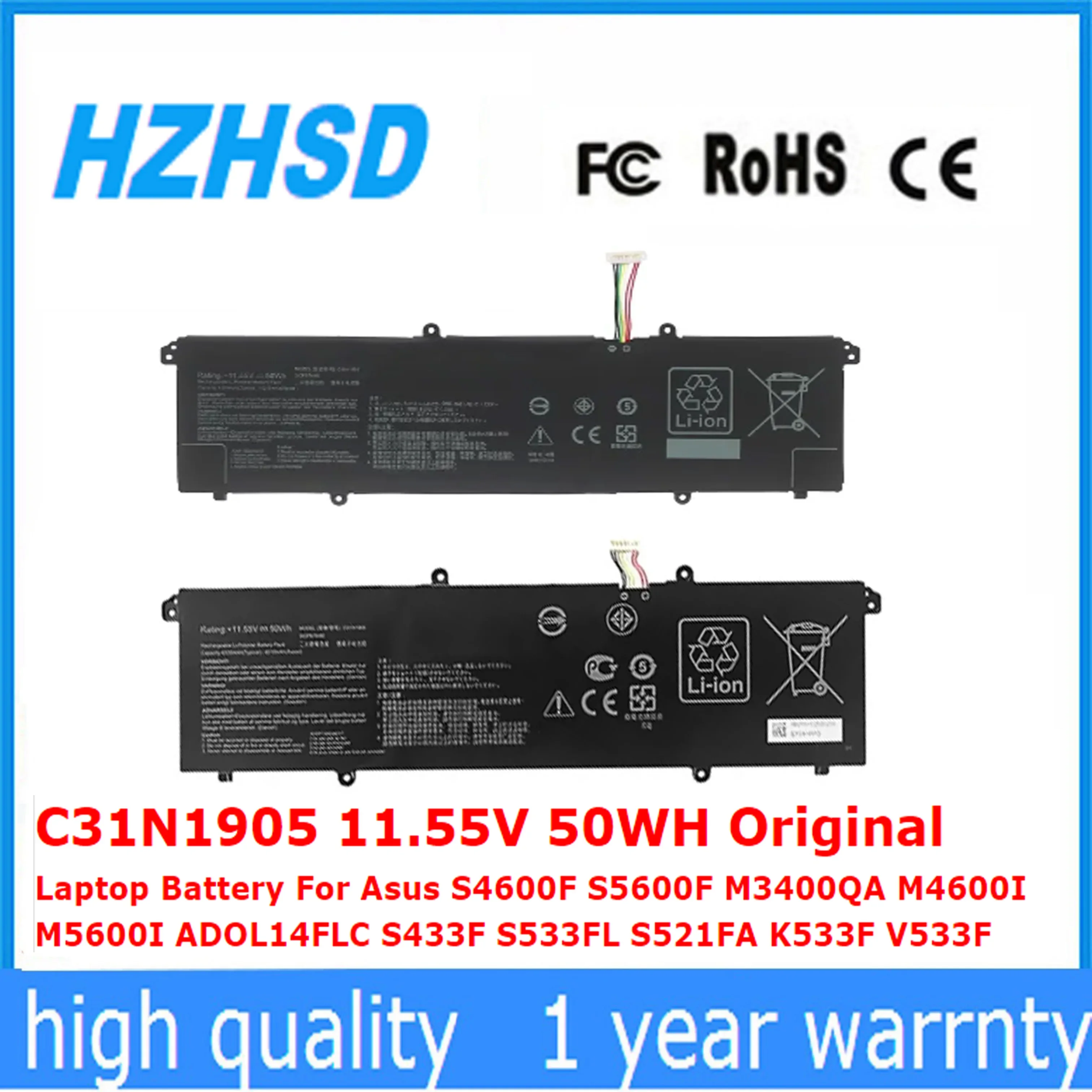 C31N1905 11 55 В 50WH оригинальный аккумулятор для ноутбука Asus S4600F S5600F M3400QA M4600I M5600I ADOL14FLC