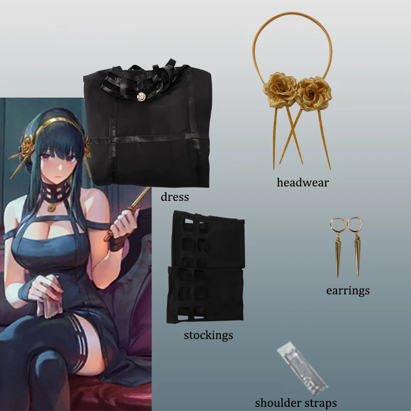 Мужской костюм для косплея Yor повязка на голову чулки серьги комикс платье-Con