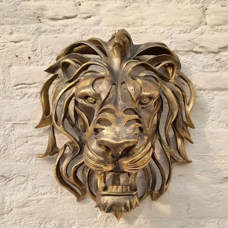 

Nordic Gold Lion Wall Animal Lion Head Art Wall Luxury Decor Wall Indoor Lion Head Wall, Large
