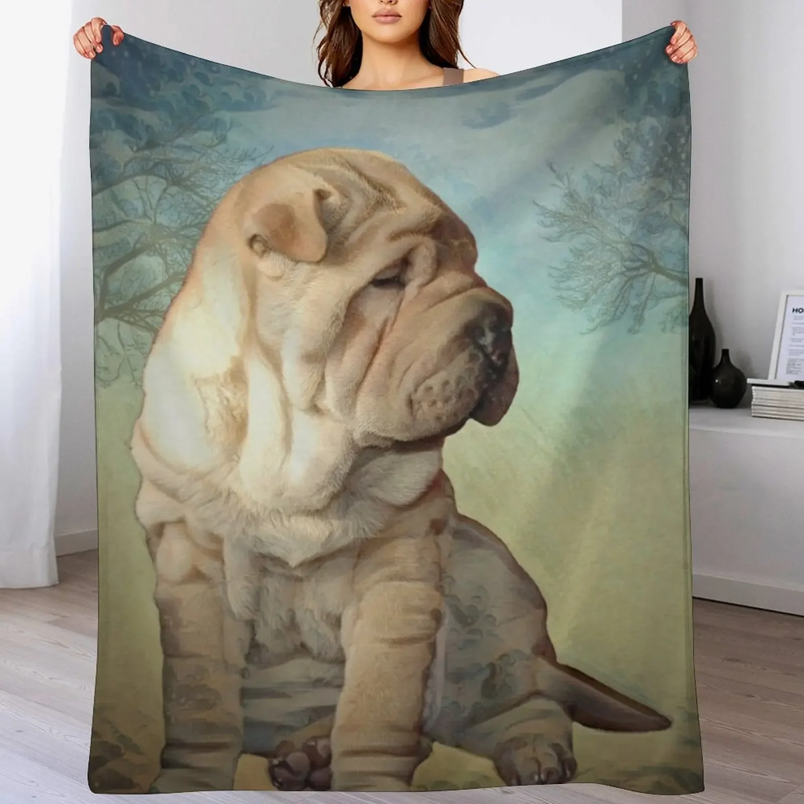 Теплое плюшевое одеяло для щенков Shar Pei