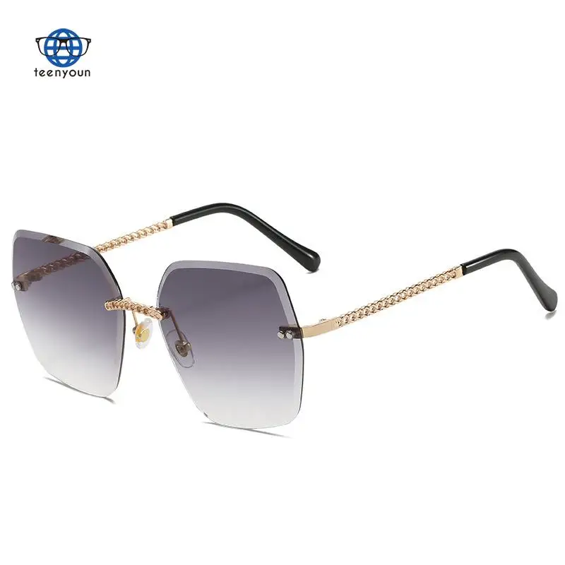 

Teenyoun Eyewear New Rimless Sunglasses Trend Punk Versatile Chain Square Glasses Gradient Sun Glasses Women
