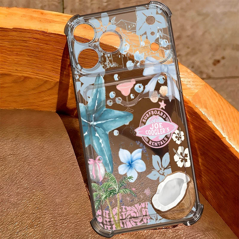 Прозрачный чехол из ТПУ с карманом для карт для iPhone 17, 16 Pro, 17e, 16e, 15, 14, 13 Pro Max, 11 с принтом медузы и акулы, мягкий силиконовый чехол для телефона (art.: 3920db1a95cd2) - 3920db1a95cd2