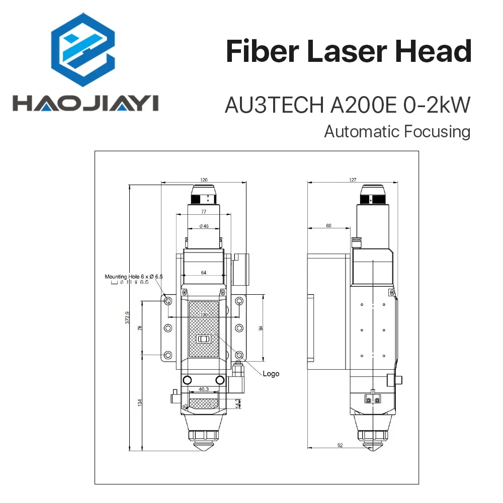 Головка волоконного лазера AU3TECH A200E 0-2 кВт автоматическая фокусировка D30 CL100 FL125