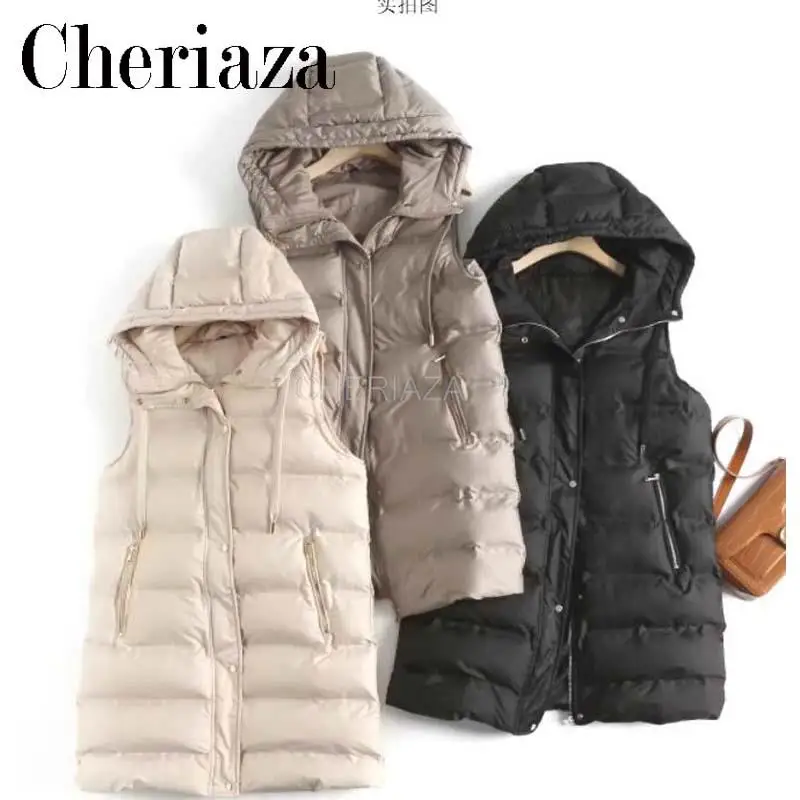 

CHeriaza Autumn and winter new classic women's hooded cotton vest