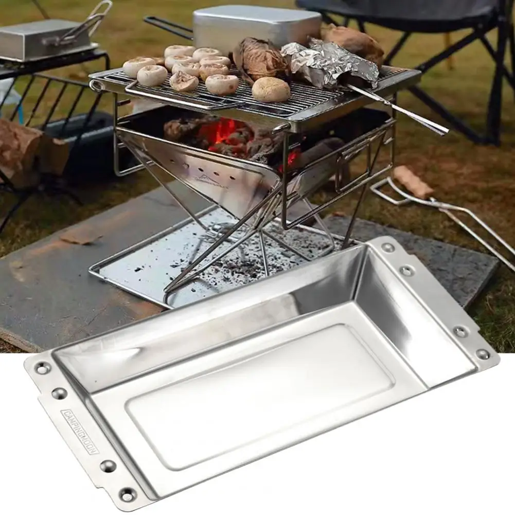 

Grill Plates Symmetrical Binaural Design Cooking Heat-resistant Cookware Plates Stainless Steel Stir Fry Plates for Outdoor