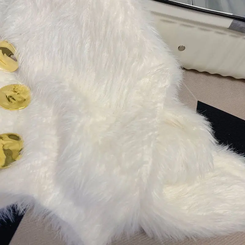 Женская норковая короткая куртка-свитер с v-образным вырезом вязаный кардиган