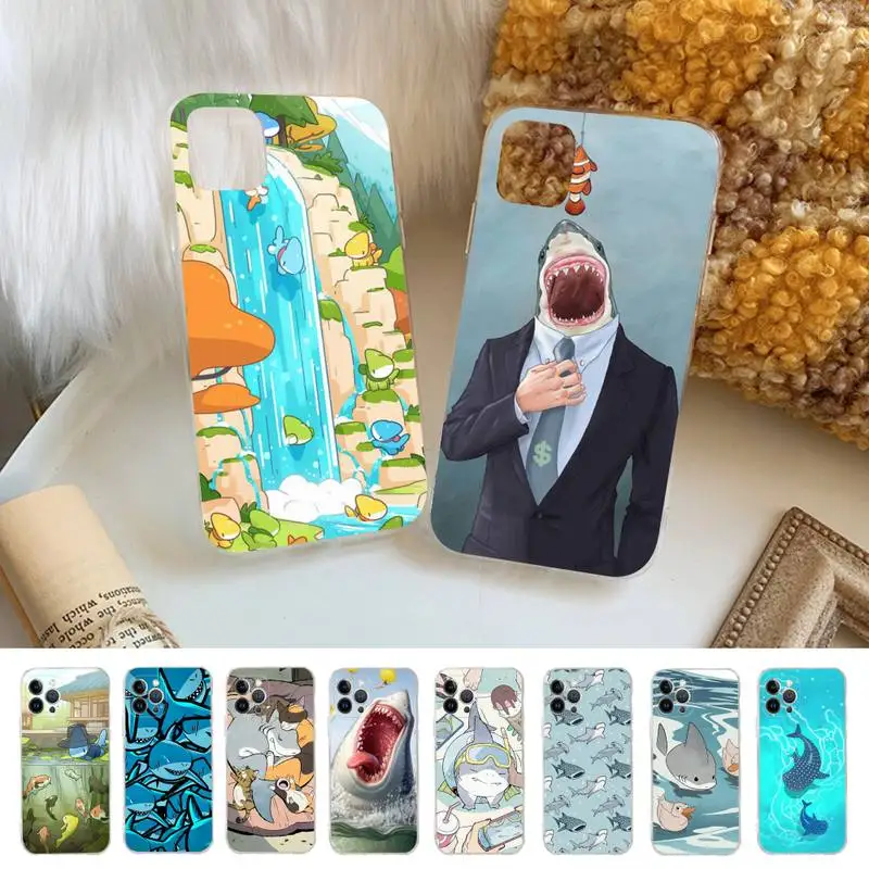 

Cute Shark Pattern Phone Case For iPhone 13 14 Pro Max XS XR 12 11 Pro 13 Mini 6 7 8 Plus Clear Back Cover Capa