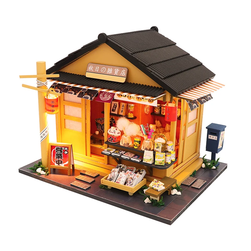 

Japanese Wooden DIY Doll House Autumn Memory Grocery Store Apartment Witj Furnished Dollhouse For Birthday Surprise Gift