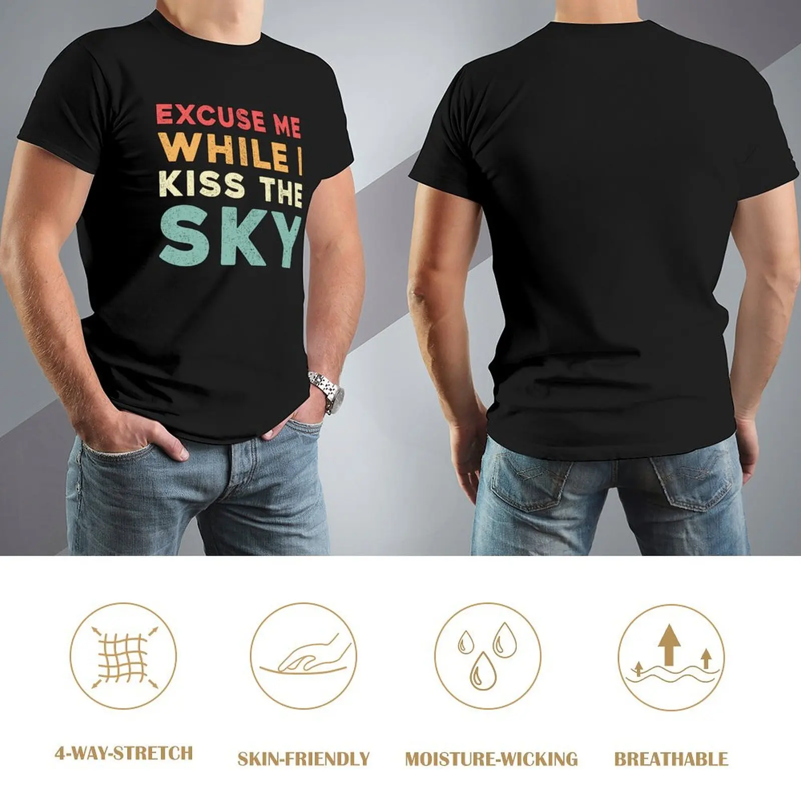 Винтажная футболка Skydiver Excuse Me While I Kiss The Sky уличная одежда мужские рубашки с аниме