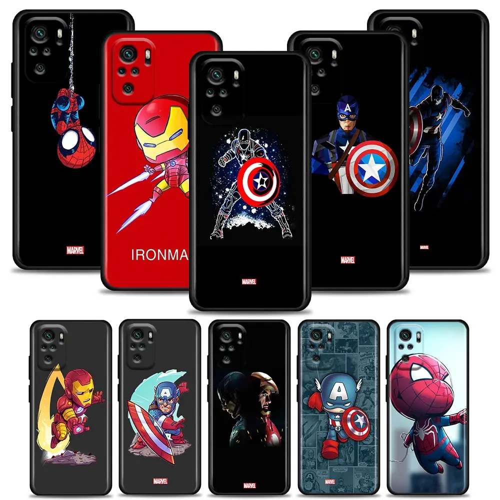 

Marvel Phone Case for Redmi 10 9 9A 9C 9i K60 K30 K40 Plus Note 10 11 Pro (India) Case Soft Silicone Cover Cartoon Marvel Heroes