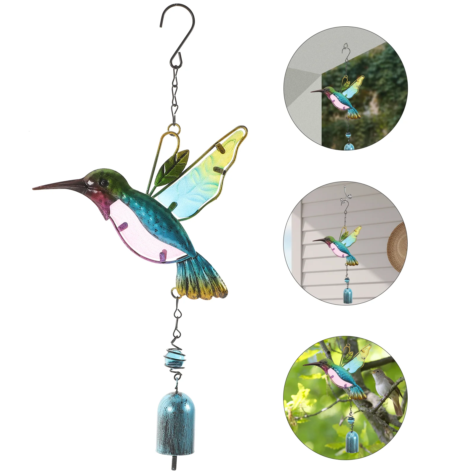 

Glass Pendant Windchimes House Gifts Wind Bell Decor Home Hummingbirds Gift Metal Hummingbird Wind Chimes