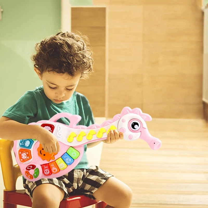 Детская музыкальная игрушка гитара гиппокампа для малышей электронная