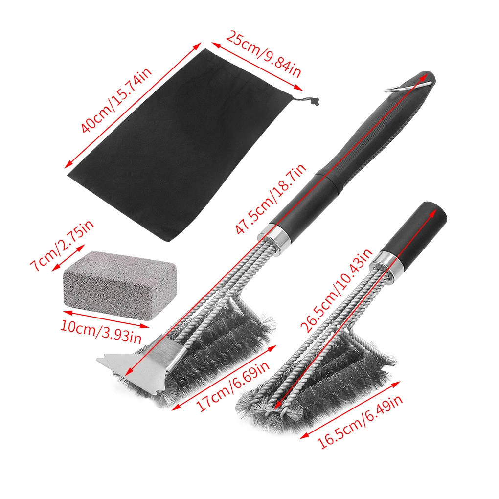 

Щетка из нержавеющей стали для чистки барбекю, инструмент для чистки барбекю, трехсторонняя щетка для барбекю, щетка из проволоки для гриля