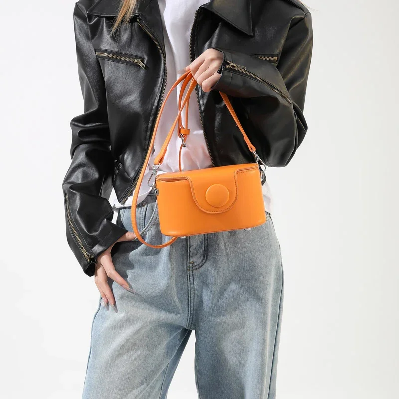 Женская Мини-сумка На Плечо Клатч Из Искусственной Кожи Синий Оранжевый