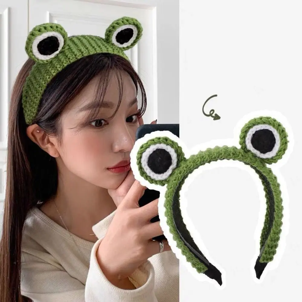 

New Autumn Cartoon Knit Hair Accessories Hair Band Big Eyes Frog Headband