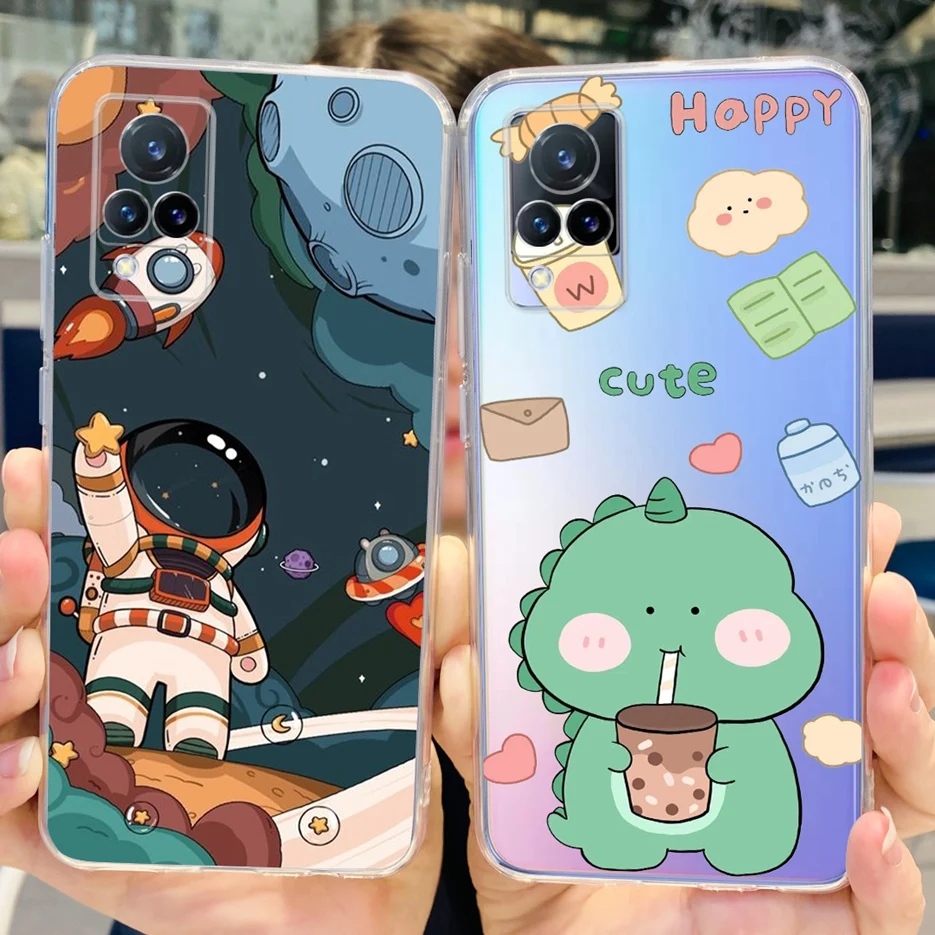 ДЛЯ Vivo V21 чехол V21e Новый Модный с рисунком прозрачный силиконовый мягкий из ТПУ