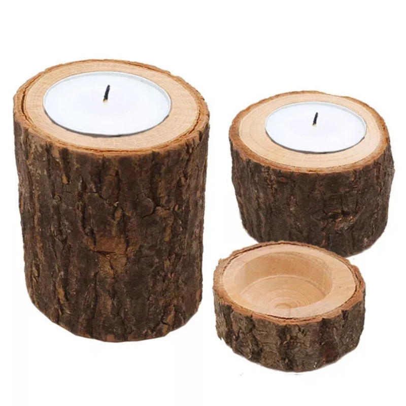 

1Pcs Rustic Wedding Centerpieces Candle Decor Wooden Candle Holder Base Holiday Birthday Table Tea Light Candle Decor