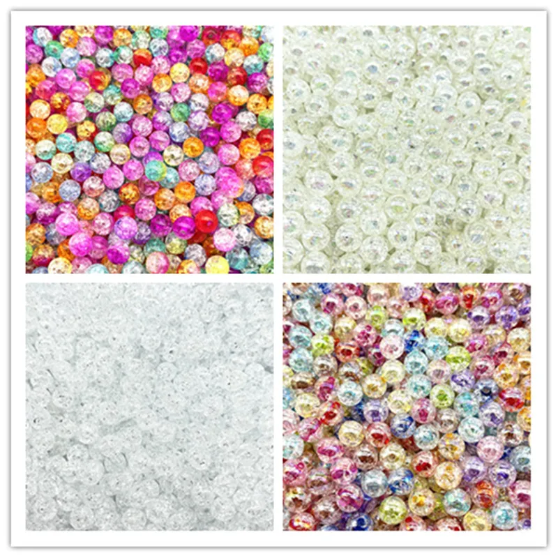

New 8mm 10mm 12mm Round Acrylic Crackle Beads Loose Spacer Beads for Jewelry Making Diy Handmade Bracelets Accessories