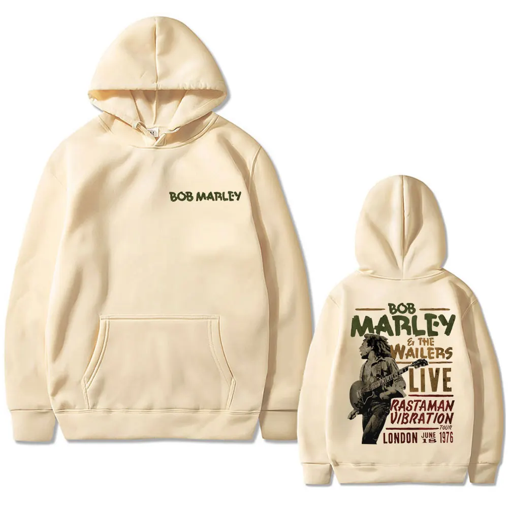 Reggae Music Bob Marley The Wailers Live Double Sided Printed Hoodie Men Women Gothic Vintage Oversized Sweatshirt