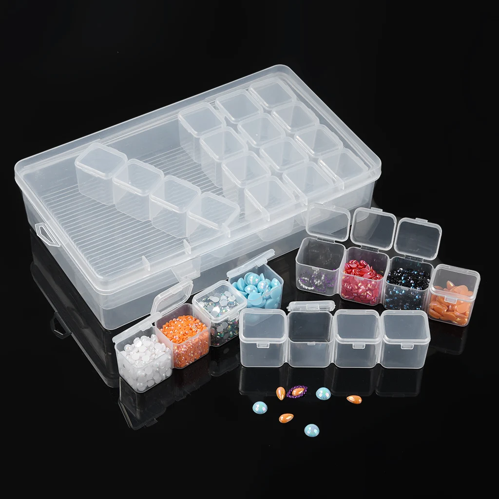 

28 Grids Craft Storage Box Diamond Painting Tools Accessoires Plastic Organizer Box Bead Storage Container Aixa Organizadora
