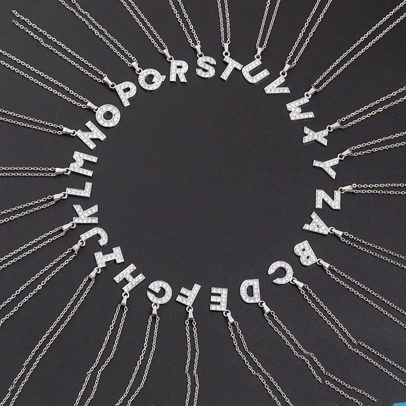 

Ожерелье из стерлингового серебра с английской надписью и блестящим цирконием мужские и женские Кулоны из нержавеющей стали длинная цепоч...