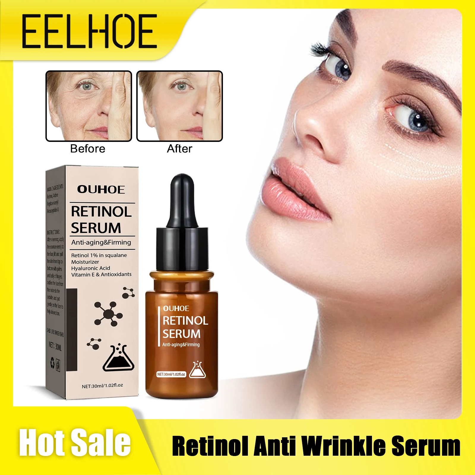 

Anti Aging Wrinkle Serum Nourishing Lifting Moisturizing Fade Fine Line Firming Brightening Retinol Remove Wrinkle Essence 30ml