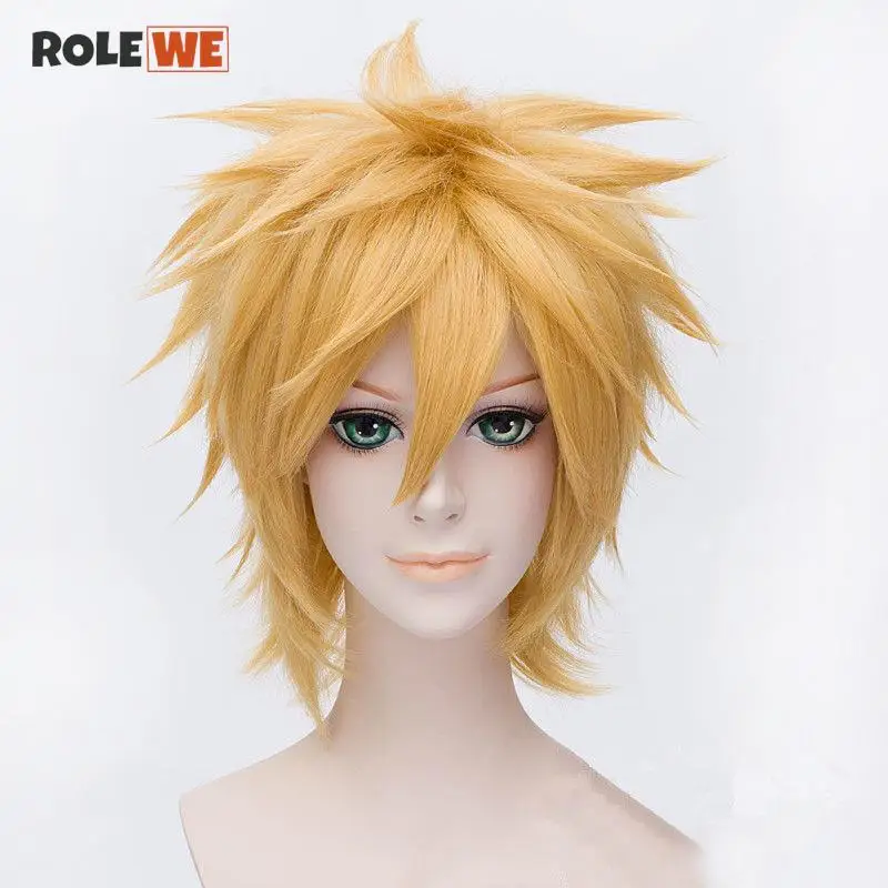 

High Quality New Uzumaki Wigs Golden Short Fluffy Shaggy Layered Heat Resistant Synthetic Hair Cosplay Wig + Wig Cap