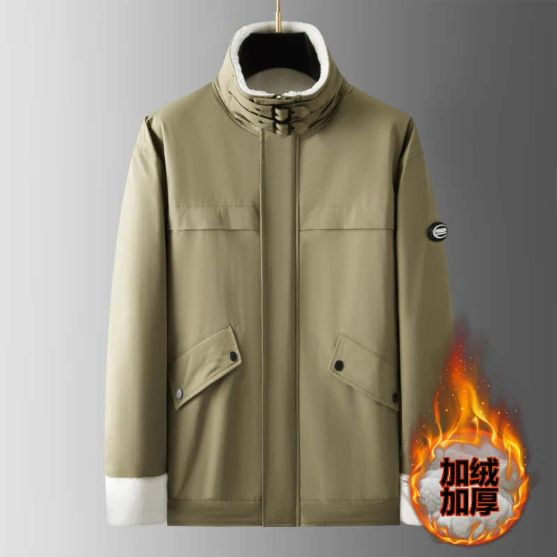 Autumn Winter Men's jacket Lamb Thick Fleece Fleece Plush Loose Warm Streetwear Fuzzy Casual Zipper Outdoor Coat