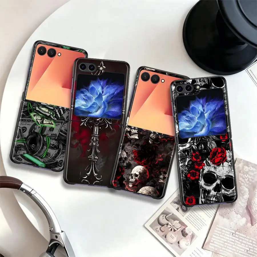 Фото Чехол для телефона Samsung Galaxy Z Flip 8 Z Flip 7 6 5 4 Z Flip4 ZFlip8 ZFlip7 FE Z Flip6 Z Flip5 Cool Dark Skull №1
