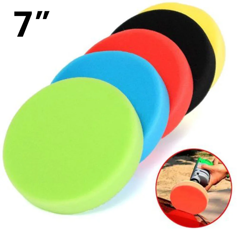 5pcs 7 Inches 180mm Car Round Flat Polishing Wheel Foam Buff