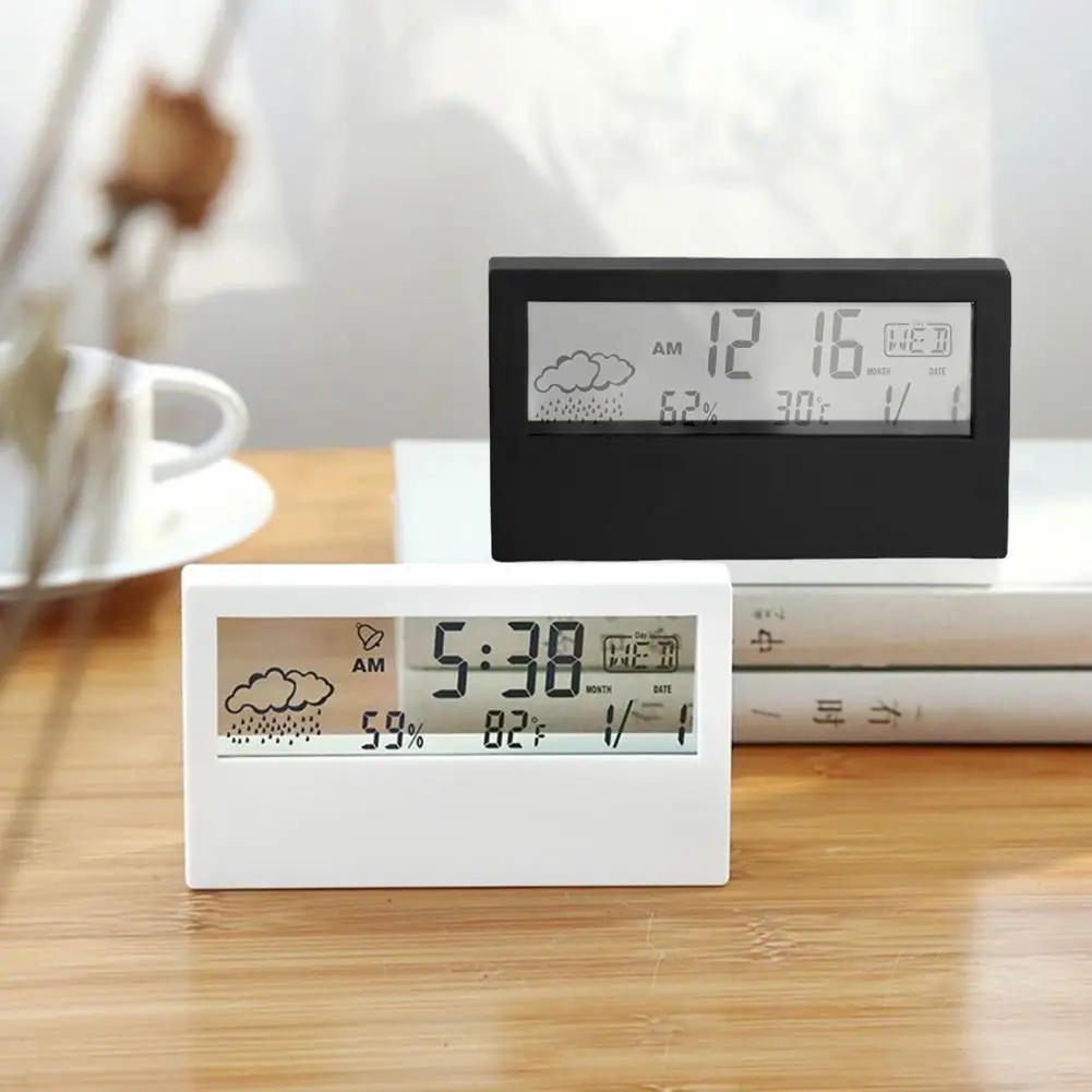 

Practical Alarm Clock Decorative Modern Square LCD Clock Decoration for Bedroom Digital Clock Electrical Alarm Clock