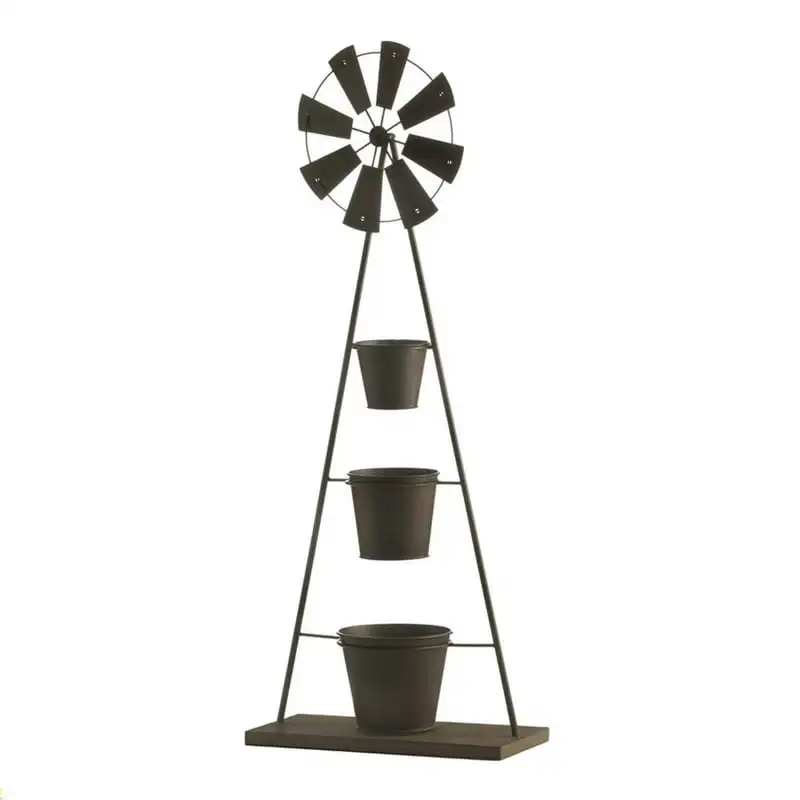 

Brown Contemporary Windmill Plant Stand
