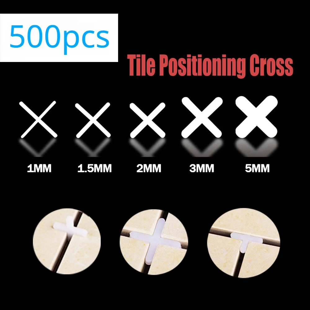 

500pcs 1.0/1.5/2/2.5/3mm Decoration Tool Ceramic Tiler Spacer Cross Plastic Tile Plumber Reuseable Leveling System Construction