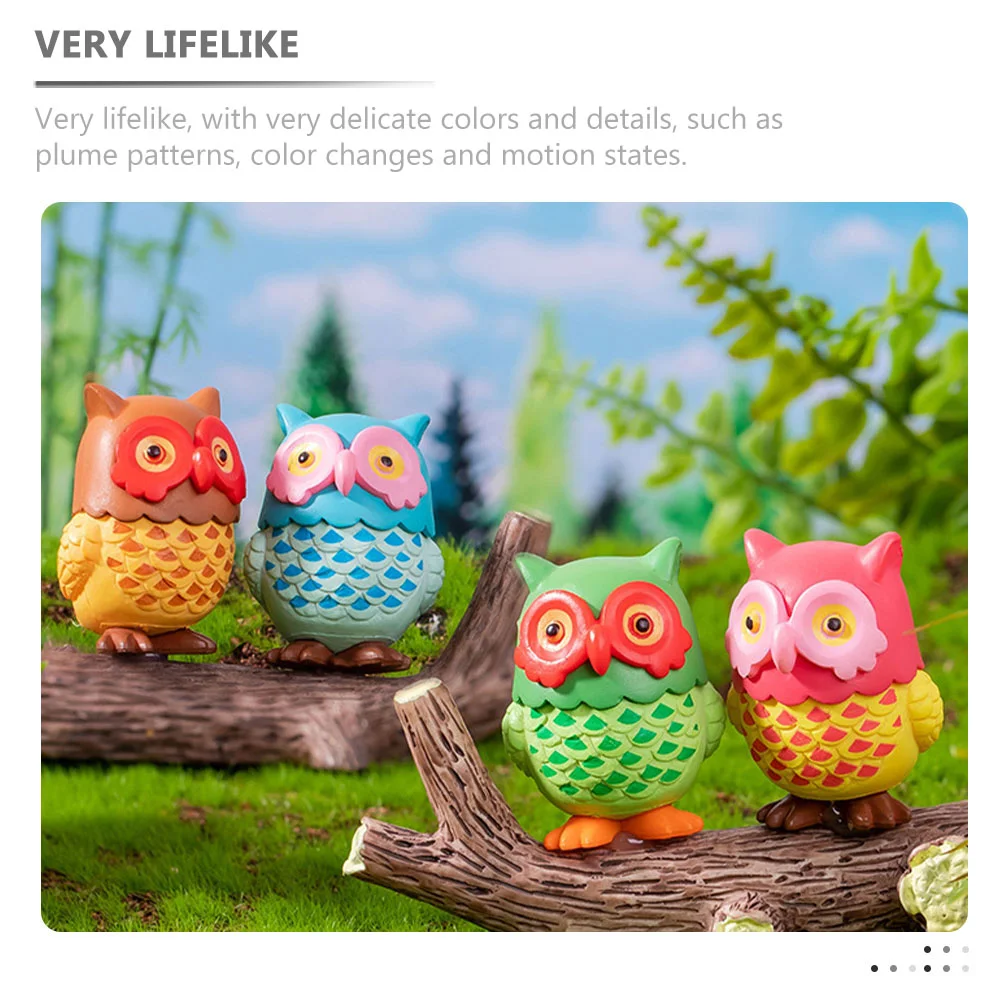 4 шт. имитация совы подарок маленькие искусственные украшения для дерева смола