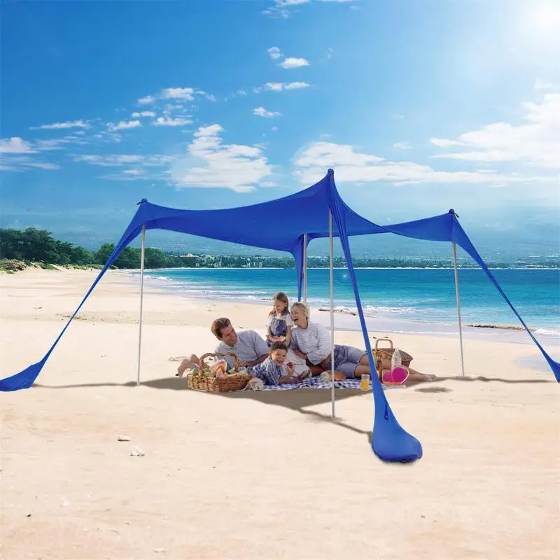 

Family Beach Sunshade Canopy UPF50+ Outdoor Camping Portable Lightweight Sunshade Tent With Sandbag Stability Poles Beach Tent
