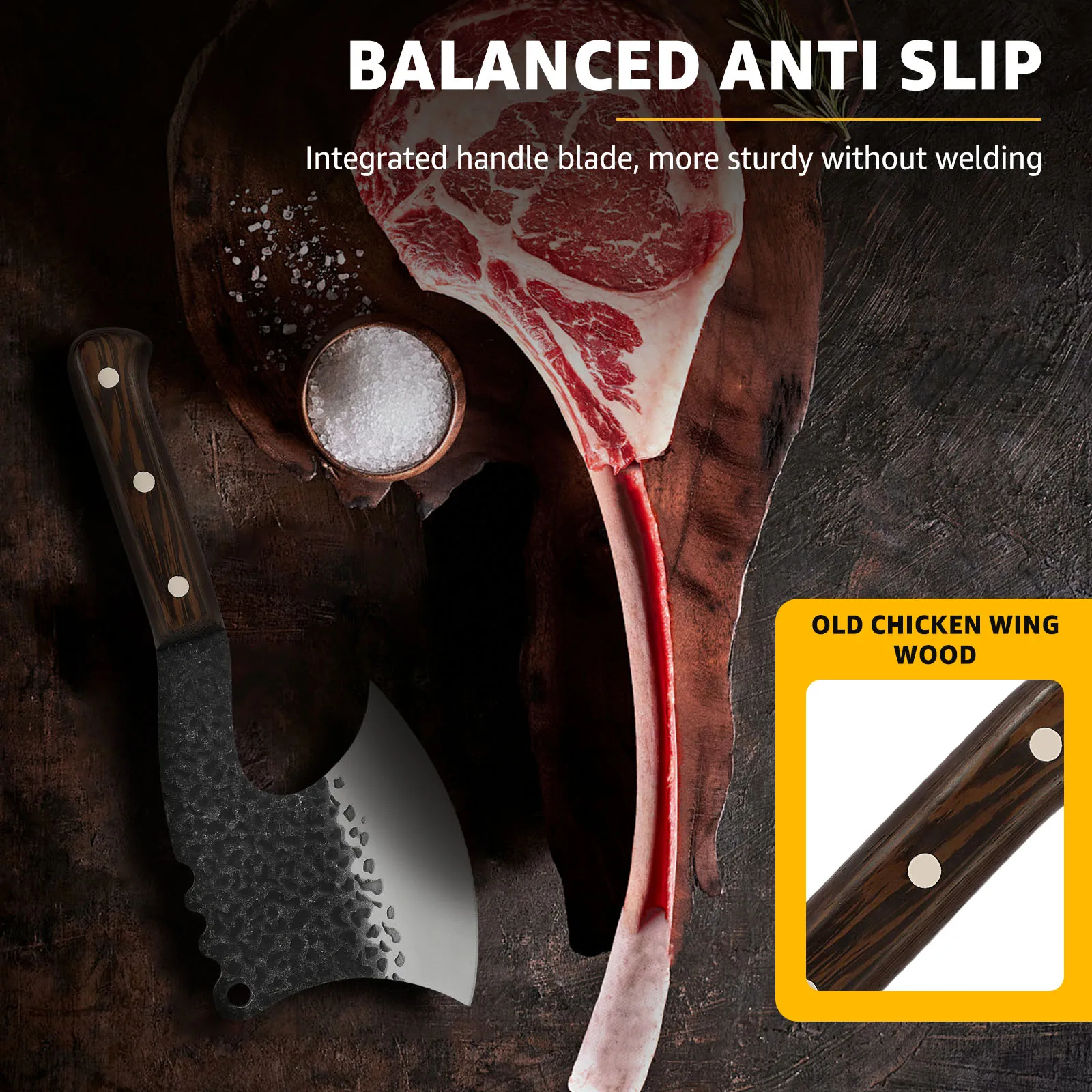 Мясной нож-Кливер с ножнами и деревянной ручкой