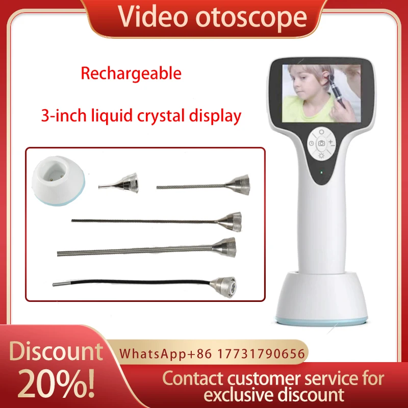 

3-inch visual multi-parameter endoscopic otoscope nose-laryngoscope is rechargeable in 3 in 1