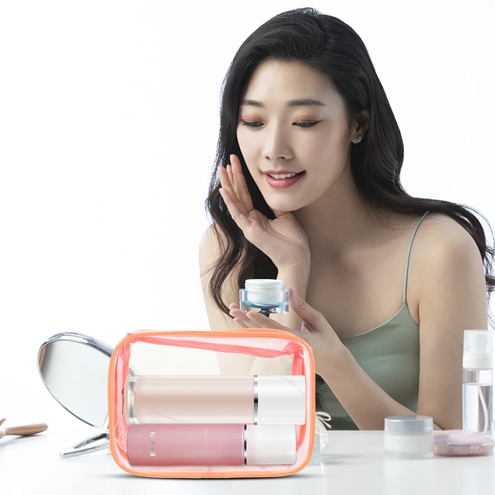 3Pcs Portable Woman Makeup Bags Travel Cosmetics Bags Portable Clear Makeup Bags