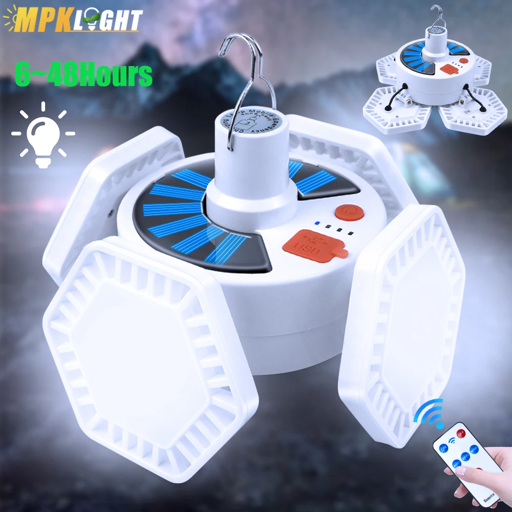 

169 LED Folding Camping Light Lantern Waterproof Lamp with Solar Rechargeable Hanging Portable Outdoor Camping Light Lantern