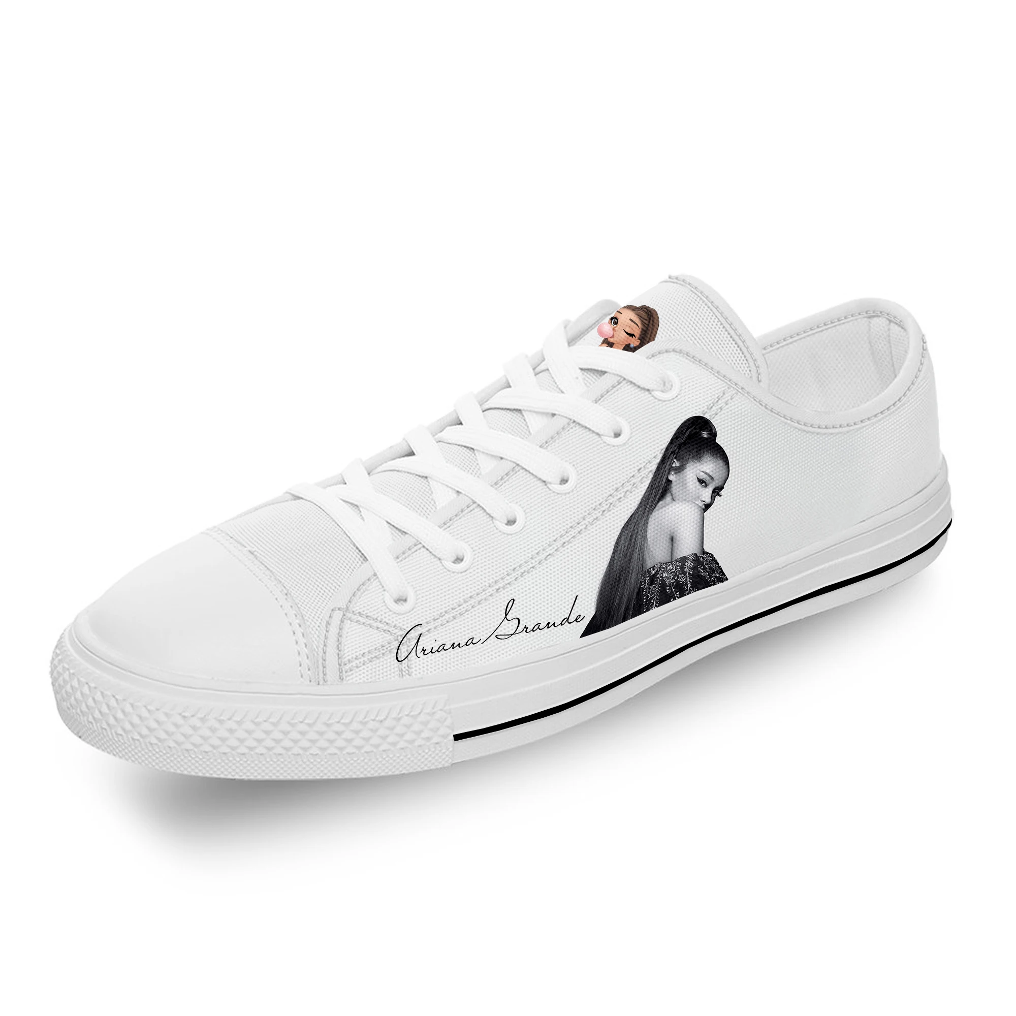 

Grande Pop Singer Music Ariana White Cloth 3D Print Low Top Canvas Fashion Shoes Men Women Lightweight Breathable Sneakers