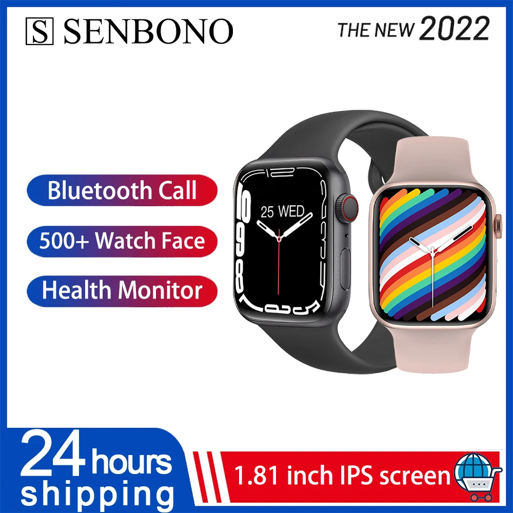 SENBONO reloj inteligente W17 para hombre y mujer, accesorio de pulsera deportivo con Bluetooth, respuesta al Dial, llamadas, control del ritmo cardíaco y ECG, compatible con Apple