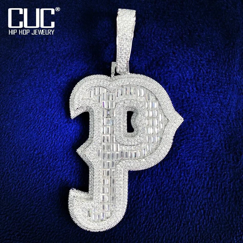 CUC Initial Letter Pendant For Men Women Bling Full Zircon Name Hip Hop Necklace Rock Jewelry