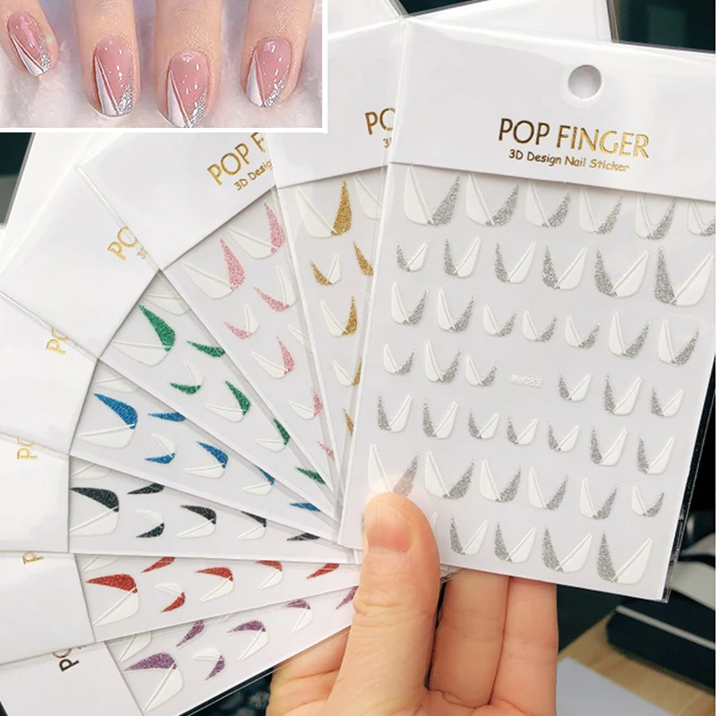 

3D Nail Stickers DIY Rose Gold Metal Stripe Lines Letters Decals Curve Nail Art Sliders Self Adhesive Decorations Manicure