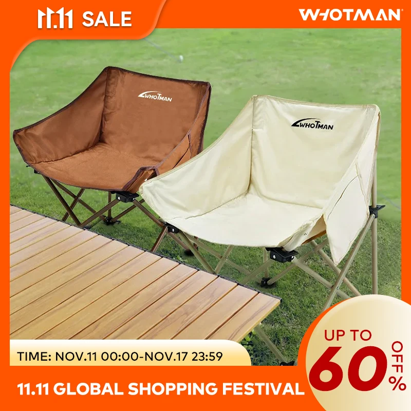 

Складной стул-Луна для кемпинга, 2 шт., портативный легкий складной стул-Луна WHOTMAN для пикника, пляжа, рыбалки, кемпинга, стул