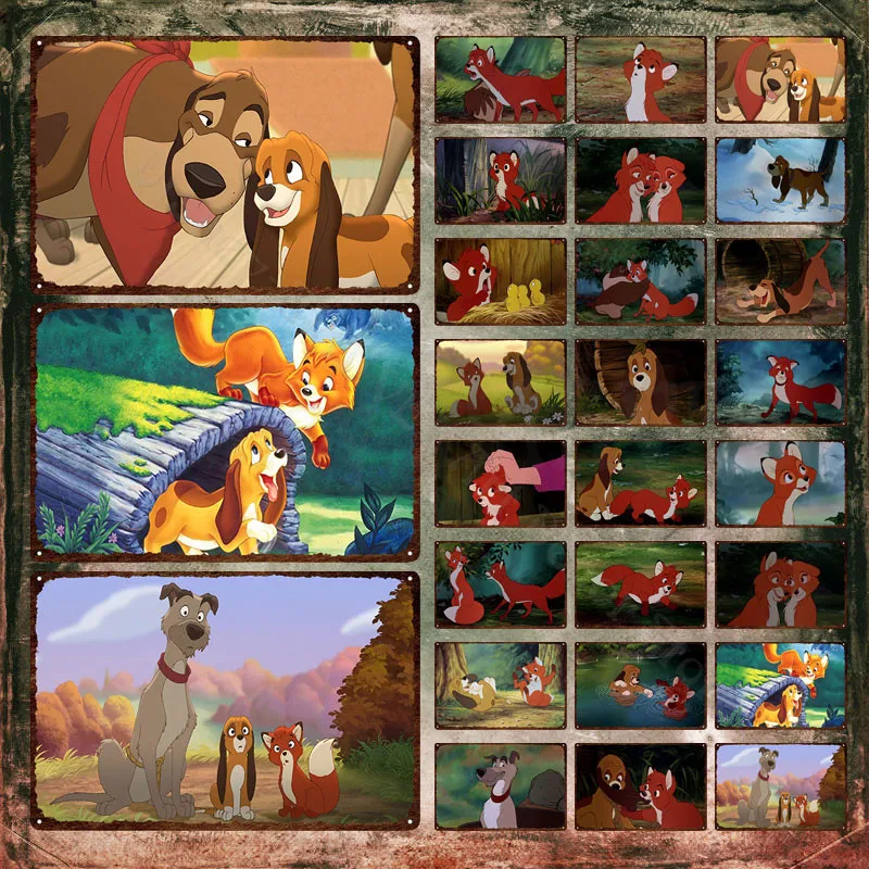 

Металлические знаки из мультфильмов «Лиса и гондук», на основе романов, жестяные знаки, железная картина, Настенная Наклейка для декора дет...