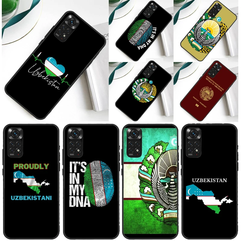 Чехол с флагом Узбекистана для Xiaomi Redmi Note 14 13 Pro 12 9 10 11 10S 11S 12S 14C 13C 10C 12C Cover