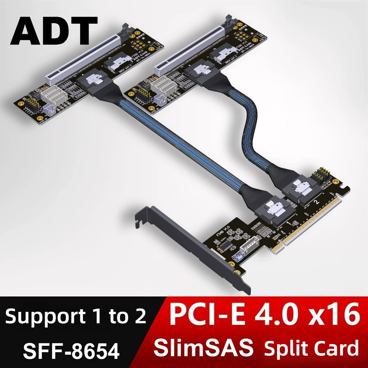 Фото PCIe 4.0 x16 SlimSAS SFF 8654 8i Видеокарта Разделенная карта SFF-8654/8611 Кабельная плата GEN4 PCI-E X16 — X8 X8 Расширение раздвоенного расширения №2